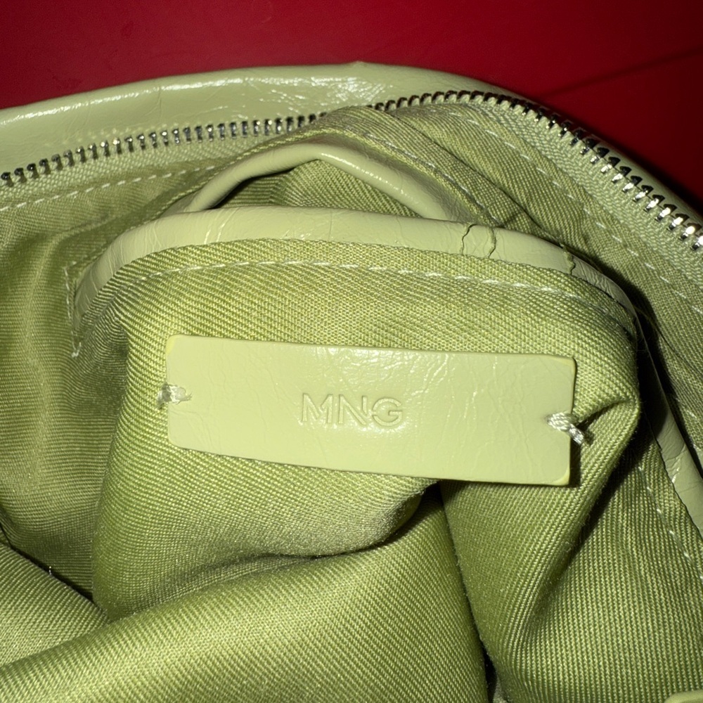 Mango Olive Green Shoulder Bag with Silver Chain - Picture 5 of 6
